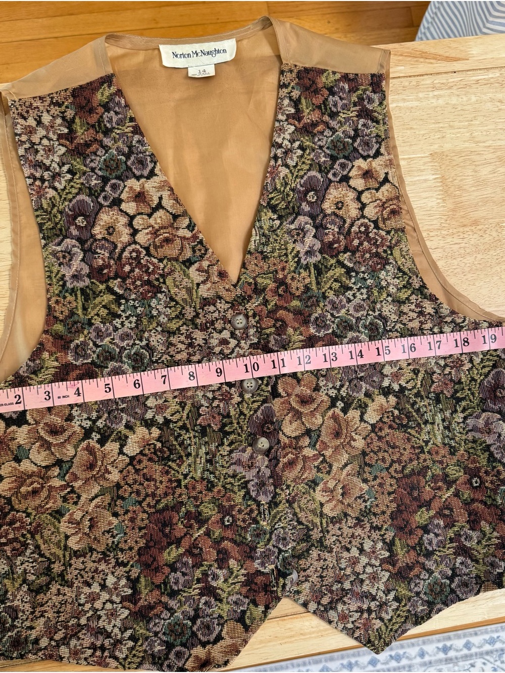 VTG 90’s Norton McNaughton Floral Tapestry Vest Goblincore Whimsigoth Size 14 - Picture 6 of 7